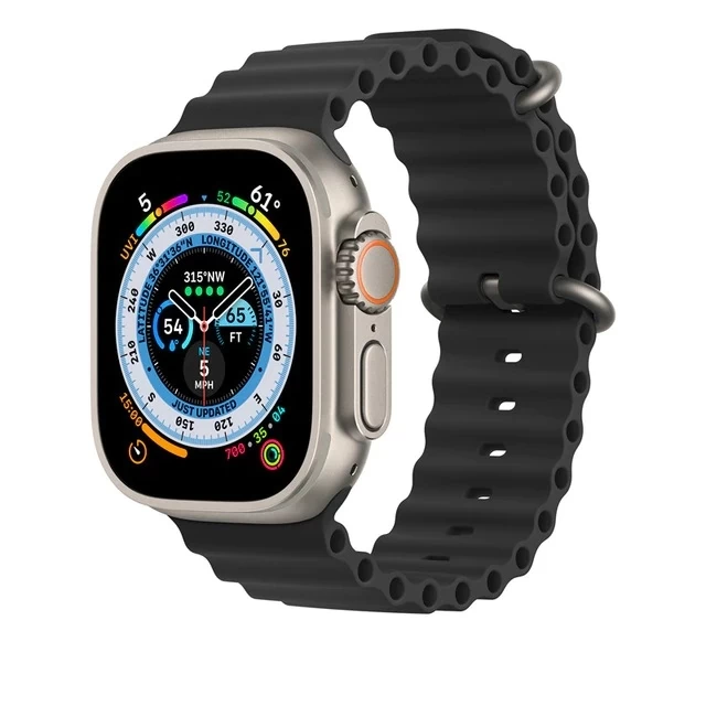 Ремешок Ocean Silicone для Apple Watch 42/44/45/49мм, Чёрный