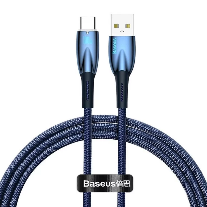 Кабель Baseus Glimmer Series Fast Charging Data Cable USB to Type-C 100W 1m, Синий (CADH000403)
