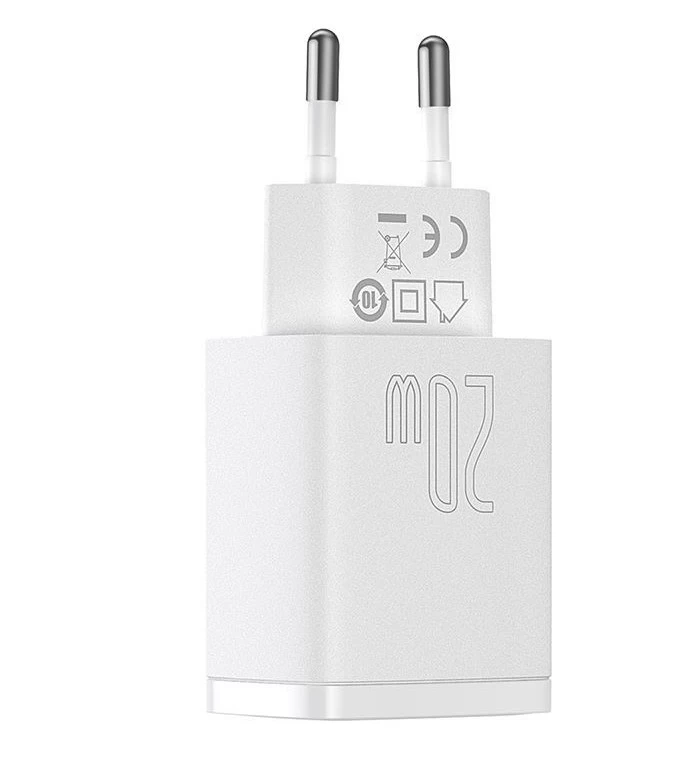 Сетевое зарядное устройство Baseus Compact Quick Charger USB + Type-C 20W, Белое (CCXJ-B02)