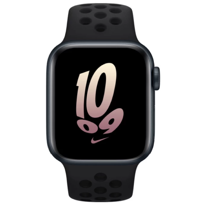 Apple Watch SE 2022, 44 mm, алюминий цвета "тёмная ночь", спортивный ремешок Nike "чёрного цвета" (MNLC3)
